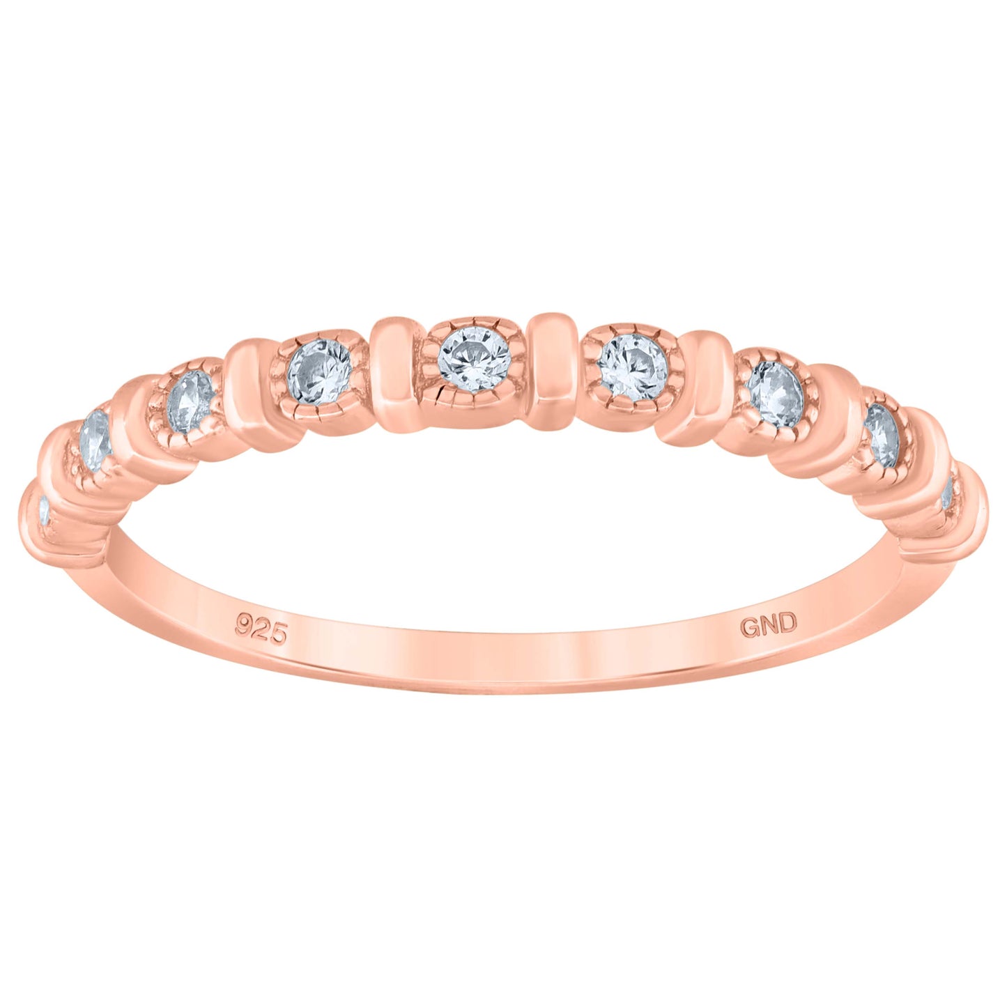 Sterling Silver Women's Cubic Zirconia Semi-Eternity Bridal Anniversary Engagement Wedding Band Ring