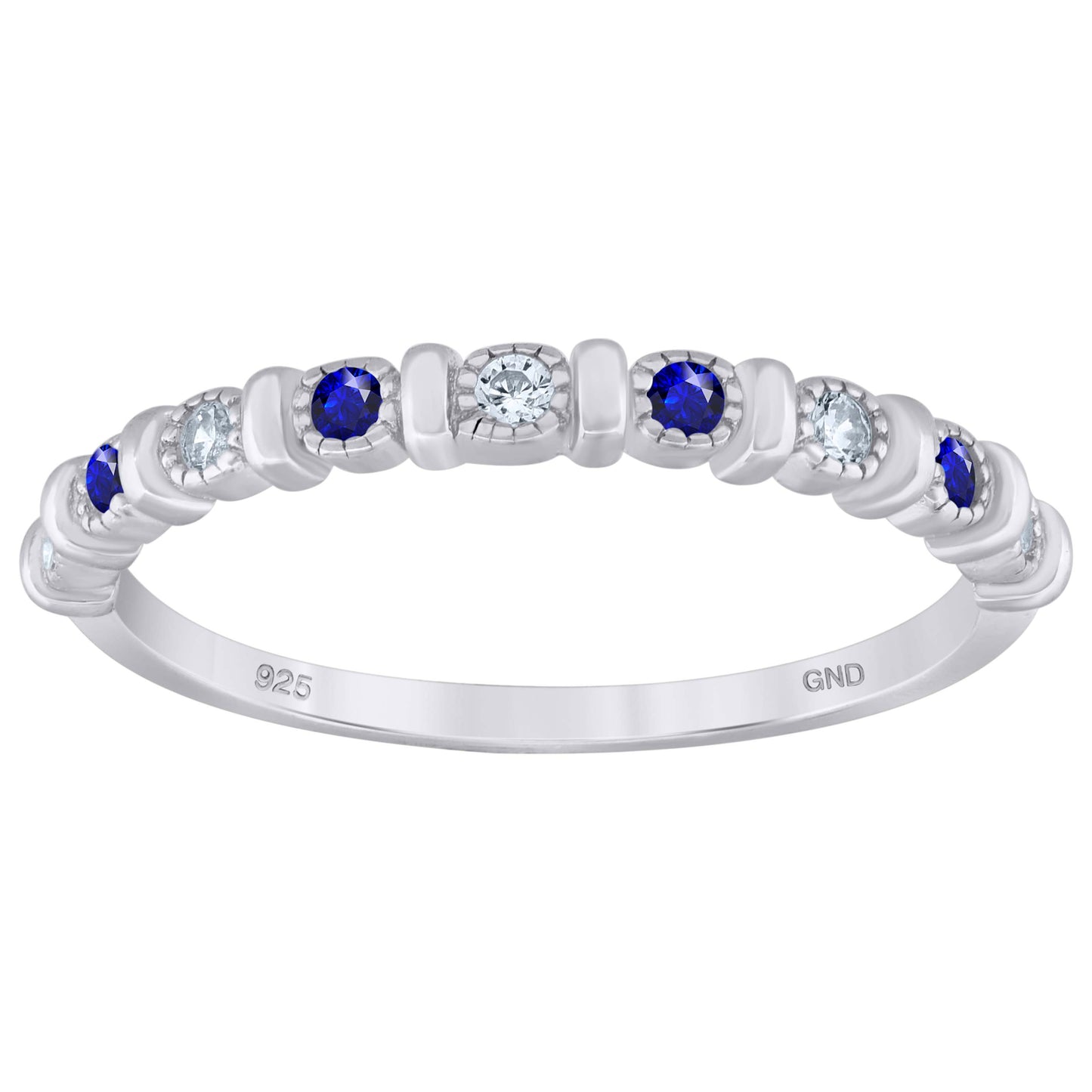 Sterling Silver Women's Cubic Zirconia Semi-Eternity Bridal Anniversary Engagement Wedding Band Ring