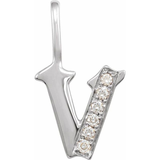 14K Yellow Or White Gold Round I1, H+ Polished Natural Diamond Gothic Initial Charm/Pendant