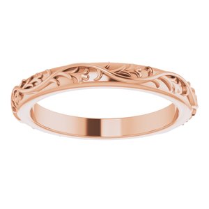 14K Rose Gold Patterned Band Size 6