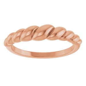 14K Rose Gold Polished Rope Dome Ring Size 7