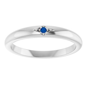 14K White Gold Natural Blue Sapphire Round 1.5 Mm Polished Natural Blue Sapphire Stackable Ring Size 7