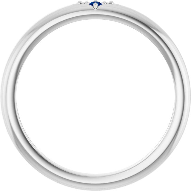 Sterling Silver Round 1.5 Mm Polished Natural Blue Sapphire Stackable Ring, Size 7