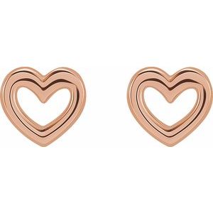 14K Rose Gold 5.29 X 5 Mm Pair Friction Backs Included Polished Heart Earrings