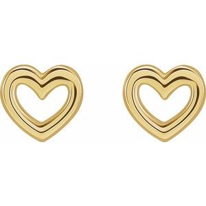 14K Yellow Gold 5.29 X 5 Mm Pair Friction Backs Polished Heart Earrings