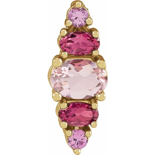 14K Yellow Gold Oval 7 X 5 Mm Polished Multi-Gemstone Bar Pendant