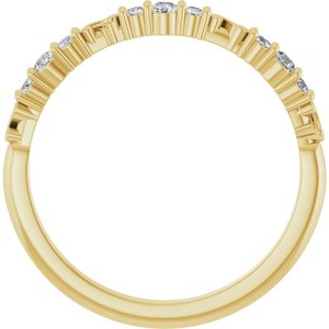 14K Yellow Gold Round Polished 1/6 Ctw Natural Diamond Anniversary Band Size 7