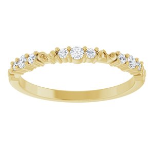 14K Yellow Gold Round Polished 1/6 Ctw Natural Diamond Anniversary Band Size 7
