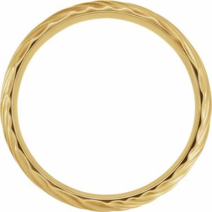 14K Yellow Gold 6 Mm Polished Wavy Textured Band Size 10