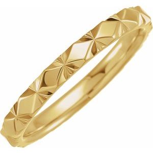 10K Yellow Gold 2.5 Mm Polished Diamond Faceted Band Size 7.5