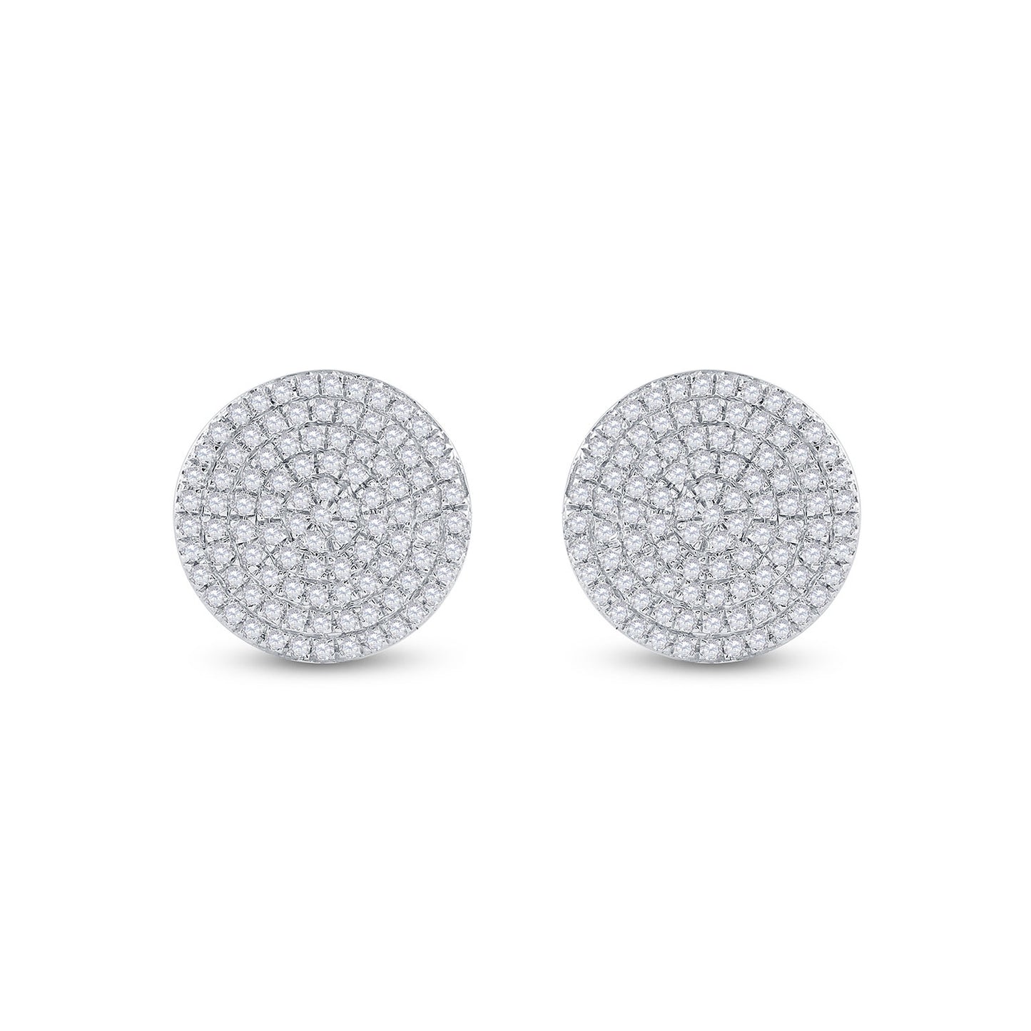 10K Yellow Gold Womens Round Diamond Circle Cluster Earrings 1/3 Cttw
