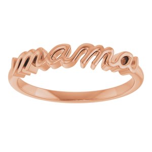 14K Rose Gold Polished Mama Ring Size 7