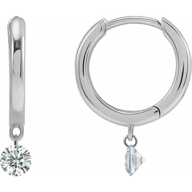 14K Yellow Or White Gold 3.5 Mm Round Polished 1/3 Ctw Drilled Natural Diamond Hinged Hoop Earrings
