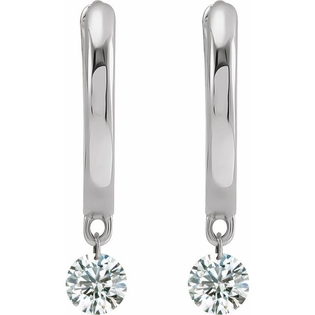 14K Yellow Or White Gold 3.5 Mm Round Polished 1/3 Ctw Drilled Natural Diamond Hinged Hoop Earrings