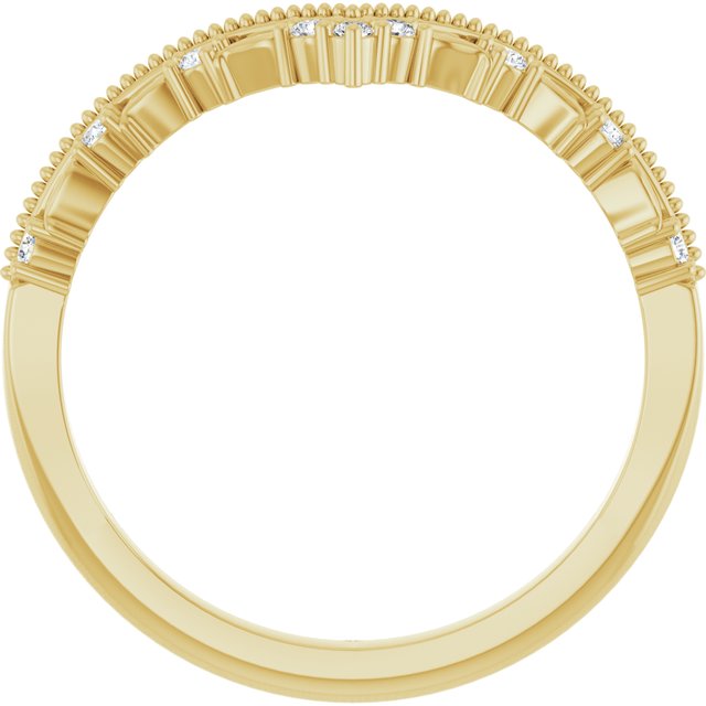 14K White Or Rose Or Yellow Gold Round 1.3 Mm Polished .08 Ctw Natural Diamond Contour Band, Size 7