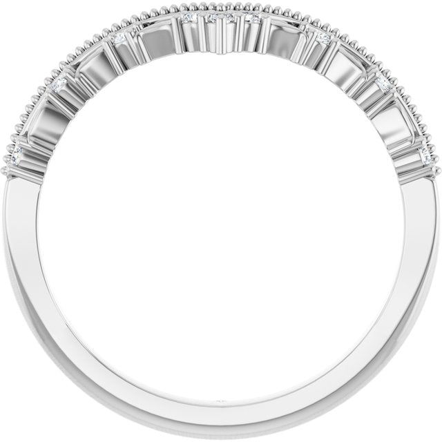14K White Or Rose Or Yellow Gold Round 1.3 Mm Polished .08 Ctw Natural Diamond Contour Band, Size 7