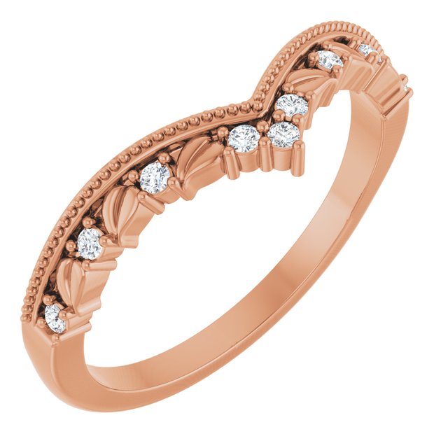 14K White Or Rose Or Yellow Gold Round 1.3 Mm Polished .08 Ctw Natural Diamond Contour Band, Size 7