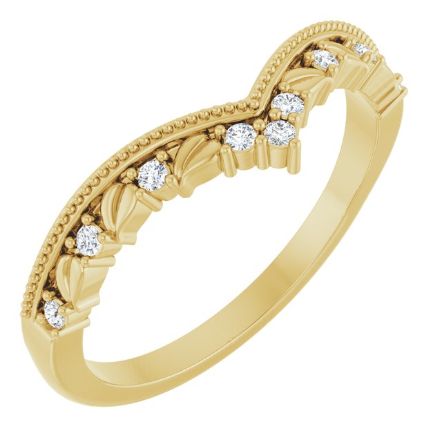 14K White Or Rose Or Yellow Gold Round 1.3 Mm Polished .08 Ctw Natural Diamond Contour Band, Size 7