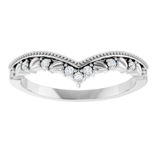 14K White Or Rose Or Yellow Gold Round 1.3 Mm Polished .08 Ctw Natural Diamond Contour Band, Size 7