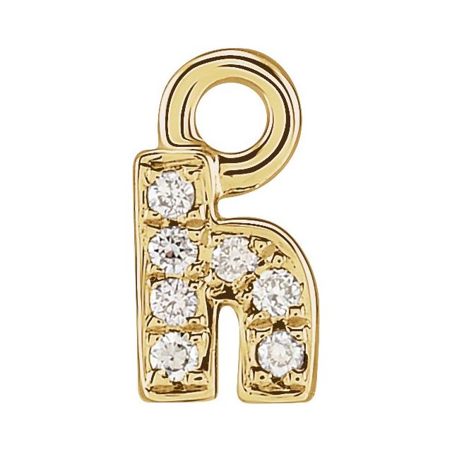 14K Yellow Or White Or Rose Gold Round .75 Mm I1, H+ Polished Natural Diamond Lowercase Initial Dangle