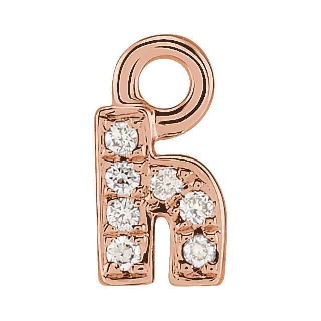 14K Yellow Or White Or Rose Gold Round .75 Mm I1, H+ Polished Natural Diamond Lowercase Initial Dangle