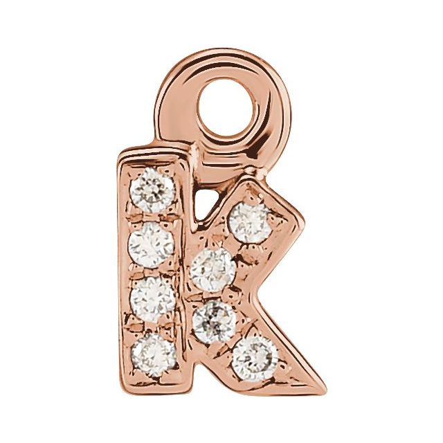 14K Yellow Or White Or Rose Gold Round .75 Mm I1, H+ Polished Natural Diamond Lowercase Initial Dangle