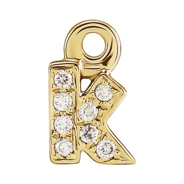 14K Yellow Or White Or Rose Gold Round .75 Mm I1, H+ Polished Natural Diamond Lowercase Initial Dangle
