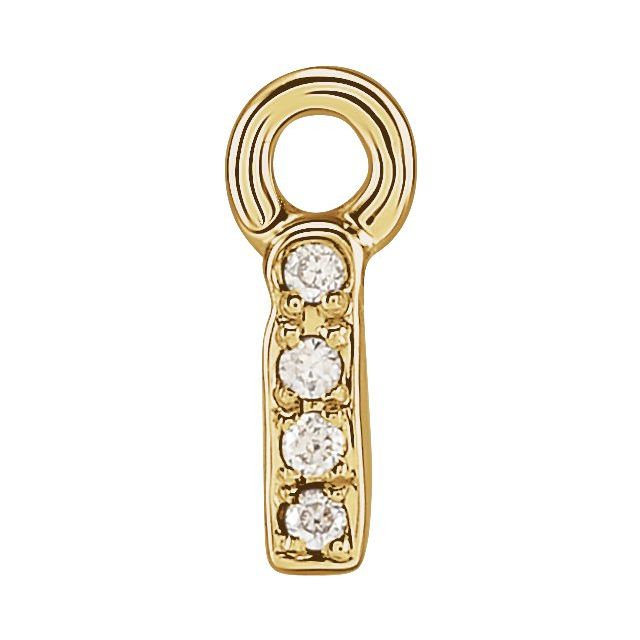 14K Yellow Or White Or Rose Gold Round .75 Mm I1, H+ Polished Natural Diamond Lowercase Initial Dangle