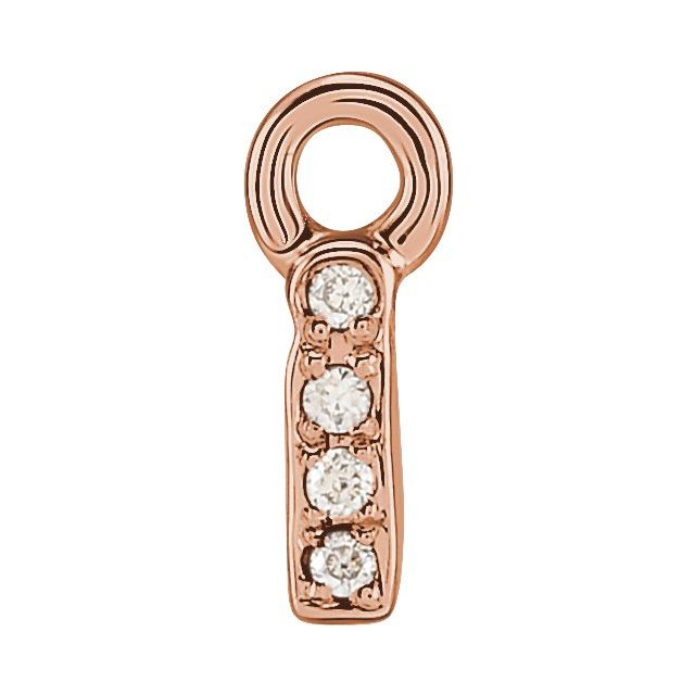 14K Yellow Or White Or Rose Gold Round .75 Mm I1, H+ Polished Natural Diamond Lowercase Initial Dangle