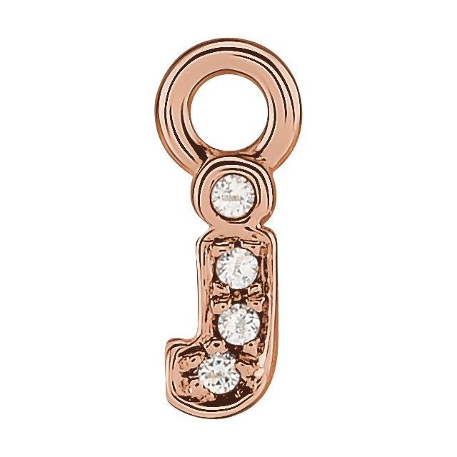 14K Yellow Or White Or Rose Gold Round .75 Mm I1, H+ Polished Natural Diamond Lowercase Initial Dangle
