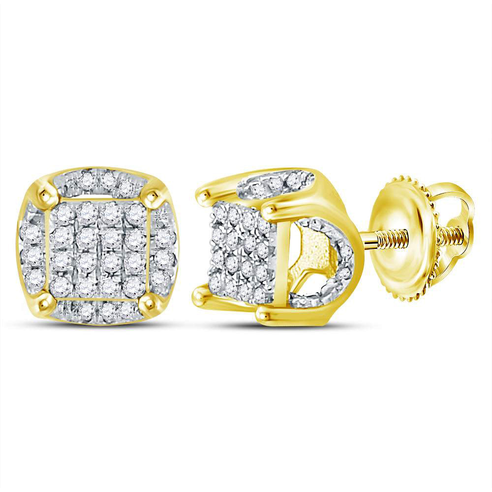 10K White Or Yellow Gold Round Diamond Cluster Stud Earrings
