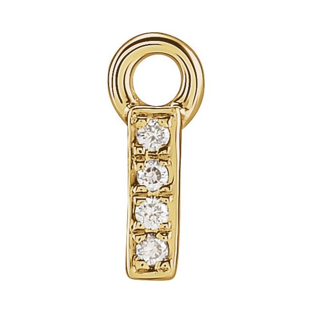 14K Yellow Or White Or Rose Gold Round .75 Mm I1, H+ Polished Natural Diamond Lowercase Initial Dangle