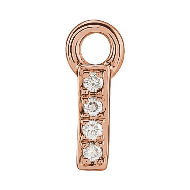 14K Yellow Or White Or Rose Gold Round .75 Mm I1, H+ Polished Natural Diamond Lowercase Initial Dangle