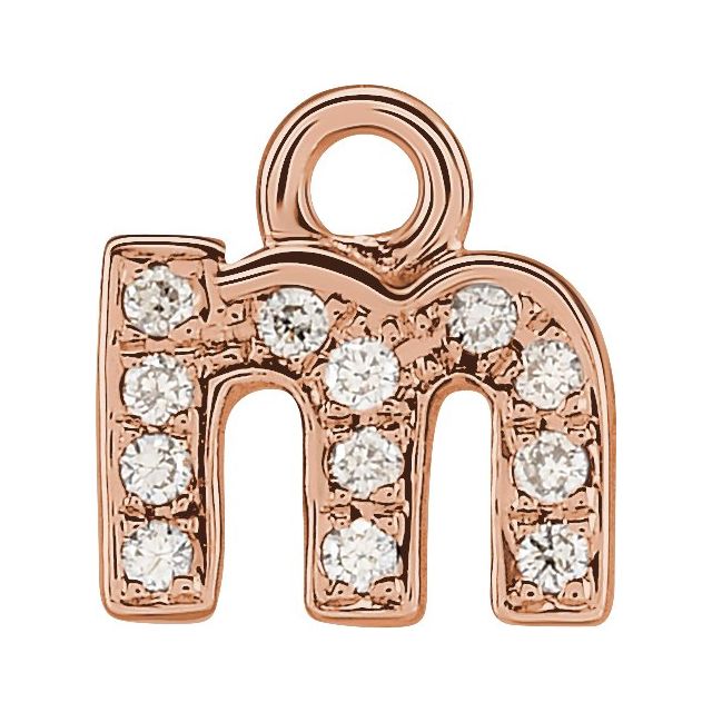 14K Yellow Or White Or Rose Gold Round .75 Mm I1, H+ Polished Natural Diamond Lowercase Initial Dangle