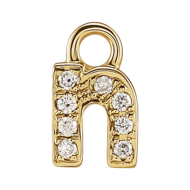 14K Yellow Or White Or Rose Gold Round .75 Mm I1, H+ Polished Natural Diamond Lowercase Initial Dangle