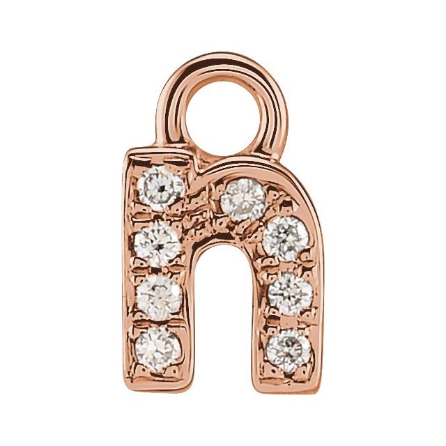 14K Yellow Or White Or Rose Gold Round .75 Mm I1, H+ Polished Natural Diamond Lowercase Initial Dangle