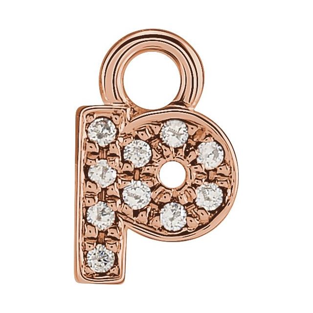 14K Yellow Or White Or Rose Gold Round .75 Mm I1, H+ Polished Natural Diamond Lowercase Initial Dangle