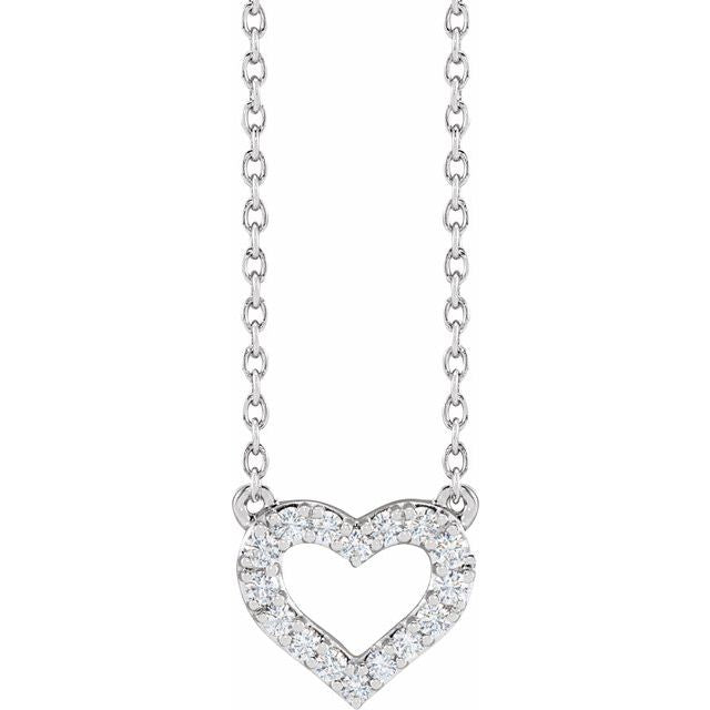 14K Yellow Or White Gold 10 X 9 Mm 16-18 In Polished 1/5 Ctw Lab-Grown Diamond Heart Necklace