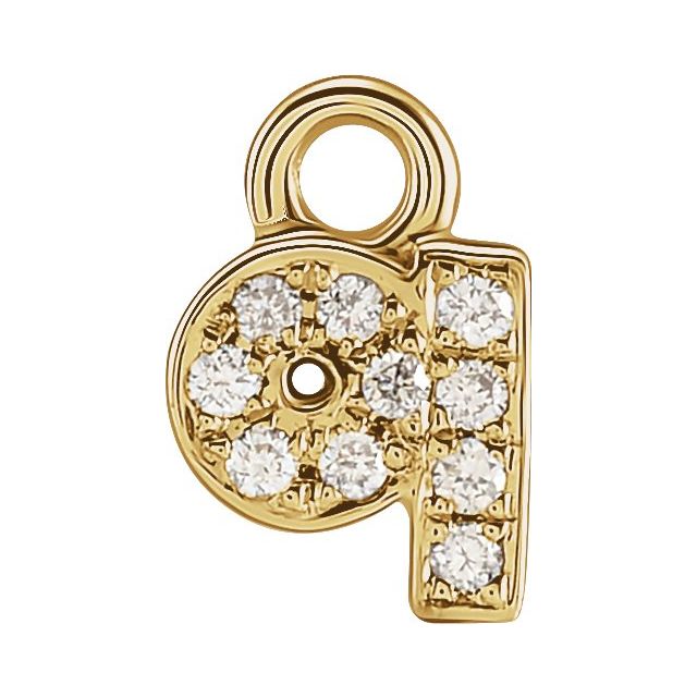 14K Yellow Or White Or Rose Gold Round .75 Mm I1, H+ Polished Natural Diamond Lowercase Initial Dangle