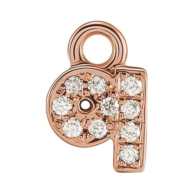 14K Yellow Or White Or Rose Gold Round .75 Mm I1, H+ Polished Natural Diamond Lowercase Initial Dangle