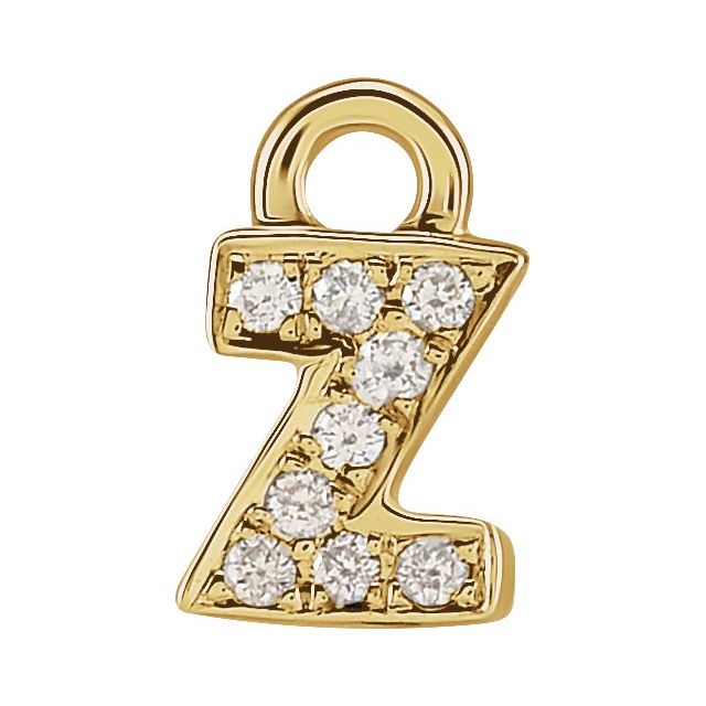 14K Yellow Or White Or Rose Gold Round .75 Mm I1, H+ Polished Natural Diamond Lowercase Initial Dangle