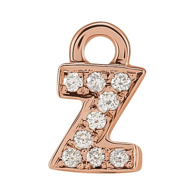 14K Yellow Or White Or Rose Gold Round .75 Mm I1, H+ Polished Natural Diamond Lowercase Initial Dangle
