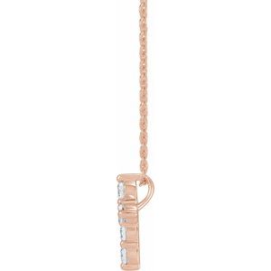 14K Rose Gold Round 2.9Mm G-H Si 1/2 Ctw Lab-Grown Diamond Cross Necklace, Length: 18 In