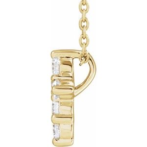 14K Yellow Gold Round 2.2Mm G-H Si 1/4 Ctw Lab-Grown Diamond Cross Necklace, Length: 18 In