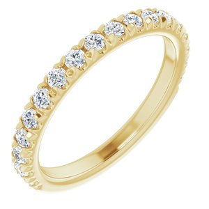 14K Yellow Gold Round I1, G-H Polished Lab-Grown Diamond French-Set Matching Band
