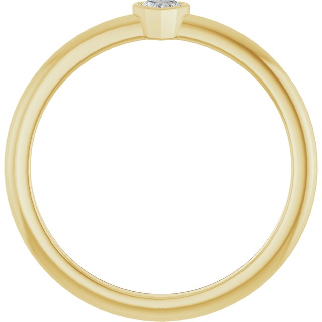 14K Yellow Gold Heart 2.7 X 3 Mm Polished 1/10 Ct Natural Diamond Stackable Ring, Size 7
