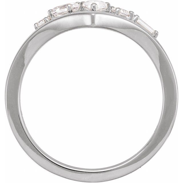 14K White Gold Pear 5 X 3.5 Mm Polished 1/2 Ctw Lab-Grown Diamond Multi-Shape V-Ring, Size 7