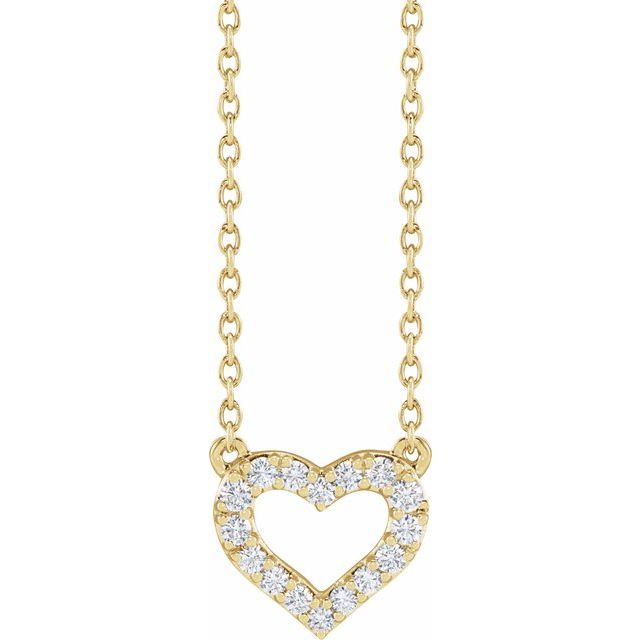 14K Yellow Or White Gold 10 X 9 Mm 16-18 In Polished 1/5 Ctw Lab-Grown Diamond Heart Necklace