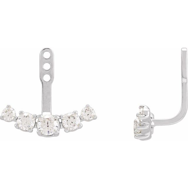 14K White Gold 3.65 Mm Round Polished 1 Ctw Lab-Grown Diamond Earring Jackets