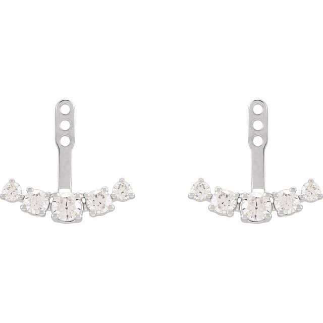 14K White Gold 3.65 Mm Round Polished 1 Ctw Lab-Grown Diamond Earring Jackets